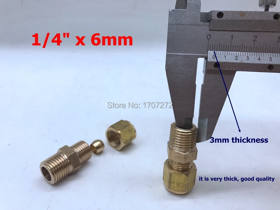 Бесплатная доставка медный фитинг мм 1/4 "x 6 мм Высокое качество локоть наконечник труба. Трубные фиттинги резьбовой разъем, латунный фитинг