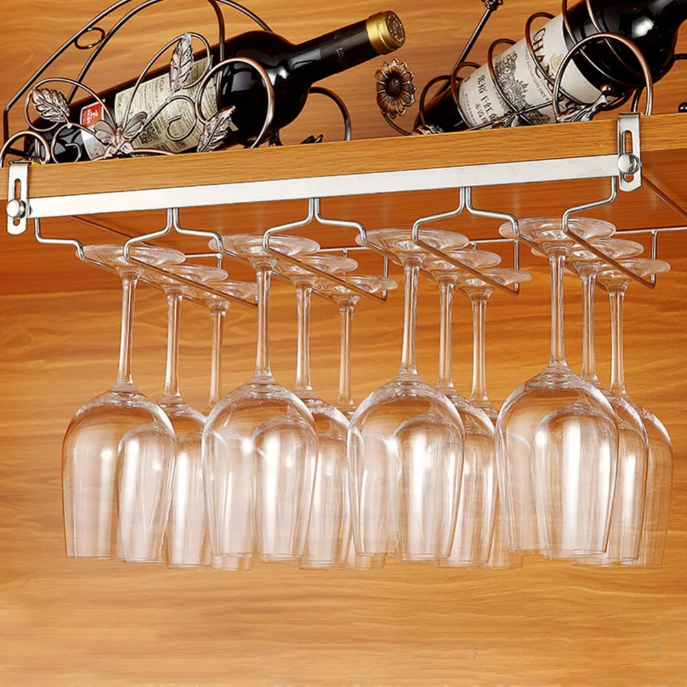 

LanLan Steel Nail Free Hanging Wine Glass Rack for Home Storage
