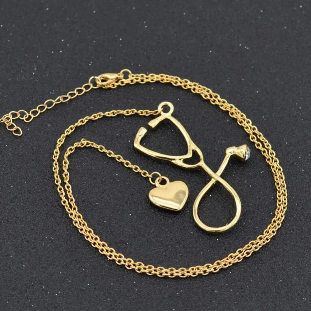4 colors stethoscope necklace Lariat heart necklace newest nurse