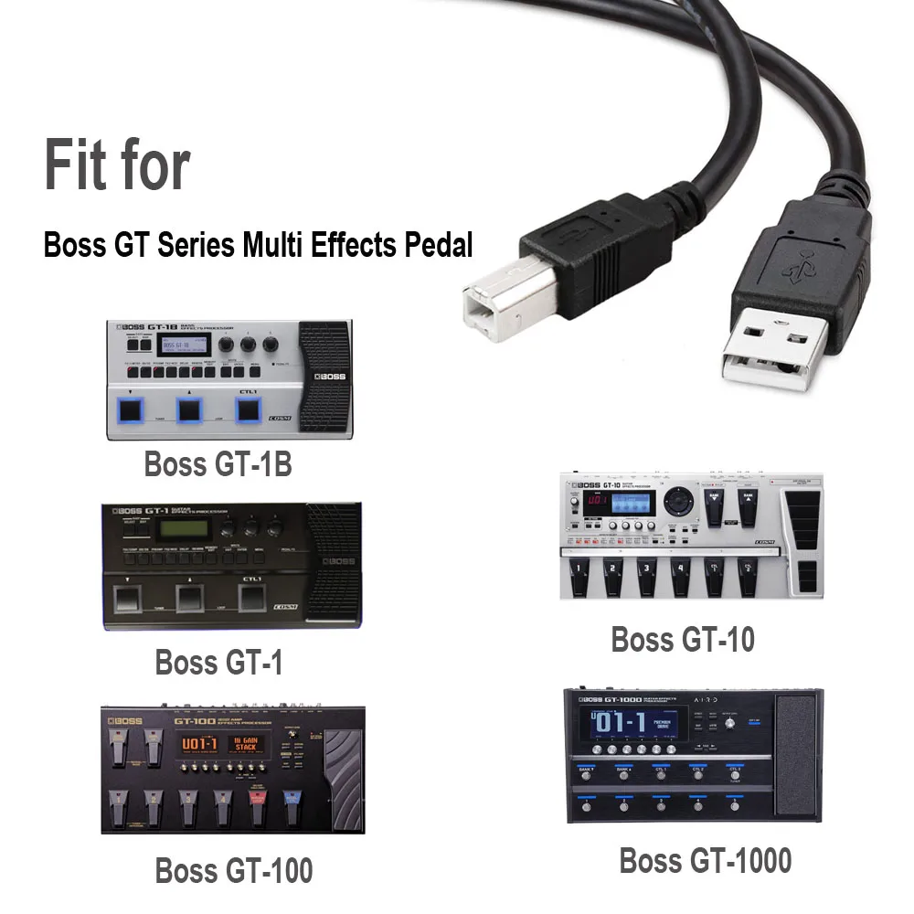 Черная электрическая гитара Эффект разъем 138 см Длина USB Интерфейс подходит для BOSS GT-1 GT-1B GT-10 GT-100 GT-1000