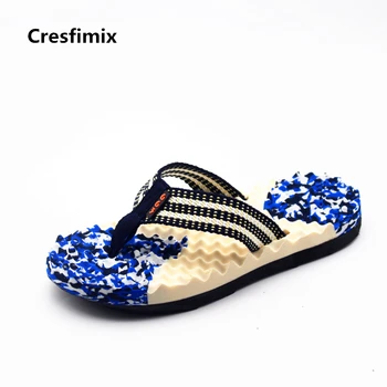 

Cresfimix tongs masculins male fashion plus size massage flip flops men cool comfortable beach flip flops man's blue flip flops