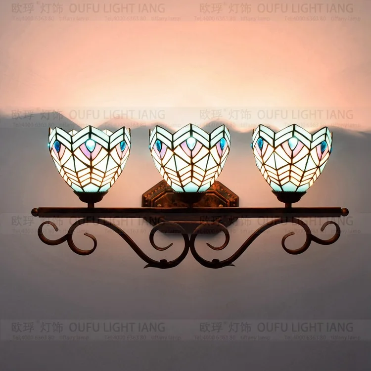 Тиффани Мода Европейский Стиль Настенный светильник барокко Богемия свет зеркала деревенский кровать-лампы освещения