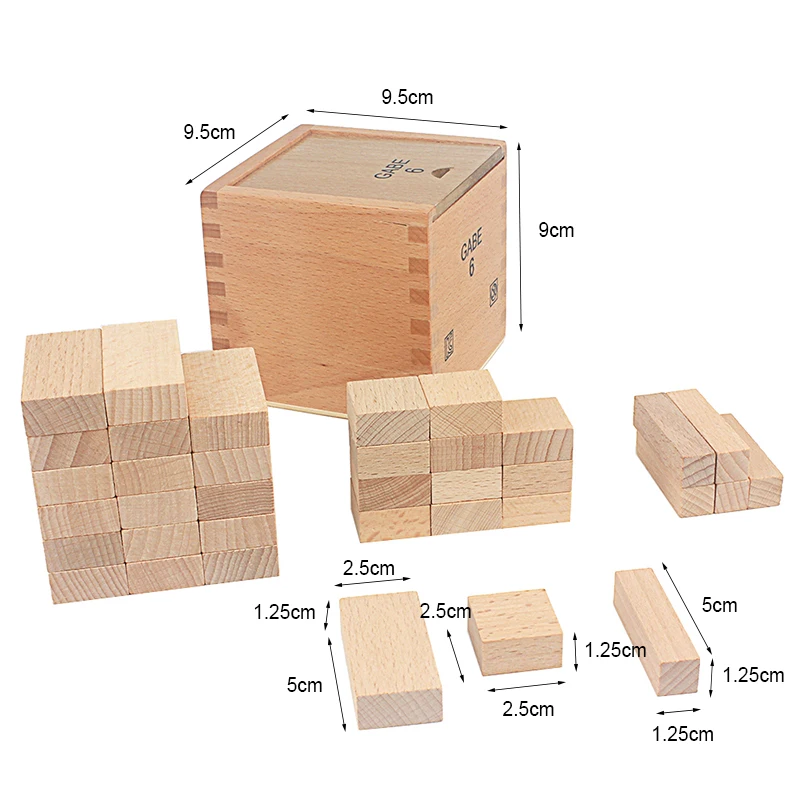 Baby Frobel Teaching Toys Gabe6 Proportion Froebel 18Pcs Cubes Solid Wood Toys for Children Educational Preschool Kindergarden
