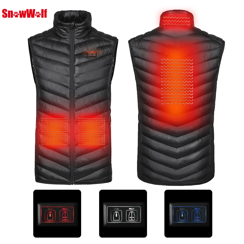 

SNOWWOLF 2018 Upgraded Men Outdoor USB Infrared Heating Vest Jacket Winter Carbon Fiber Electric Thermal Clothing Waistcoat