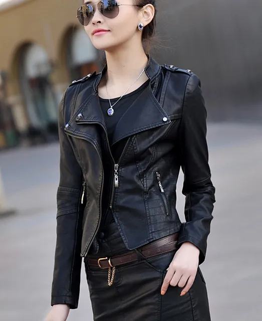 Swag Black Rivet Short Faux Leather Jacket Women