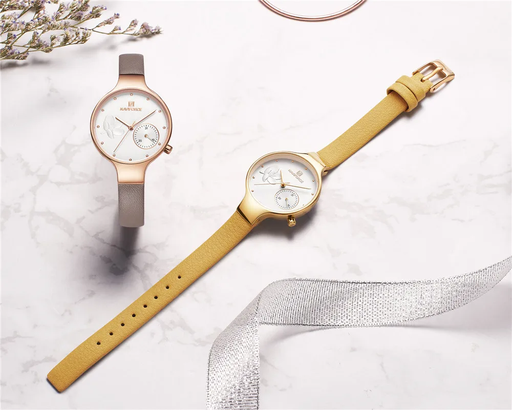 NAVIFORCE женские часы люксовый бренд кожаные женские кварцевые часы спортивные Relogio Feminino Montre Femme наручные часы