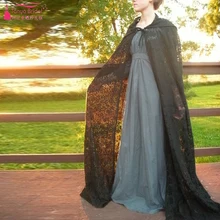 Один слой черный плащ Кружева Свадебные События Аксессуары зимнее пальто для Свадьбы Свадебные Кружева куртка женщин Формальные Болеро Z907