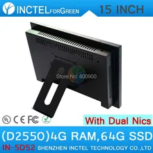 All in one desktop pc with 5 wire Gtouch 15 inch LED touch 4G RAM 64G SSD Dual 1000Mbps Nics