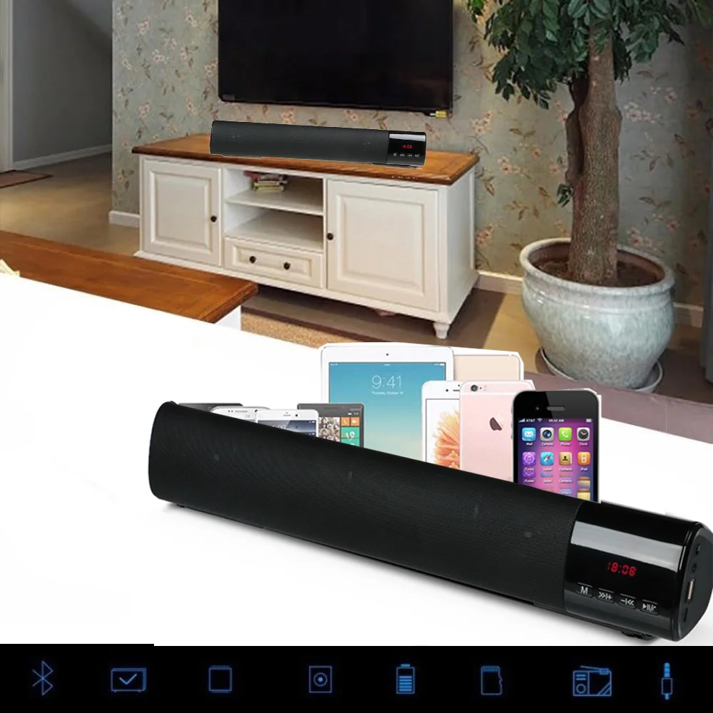 Портативный Bluetooth Hi-Fi Динамик беспроводной системы Саундбар 10 W ПК ТВ звуковой ящик бар НЧ-динамик сабвуфера музыку MP3 плеер радио Бумбокс