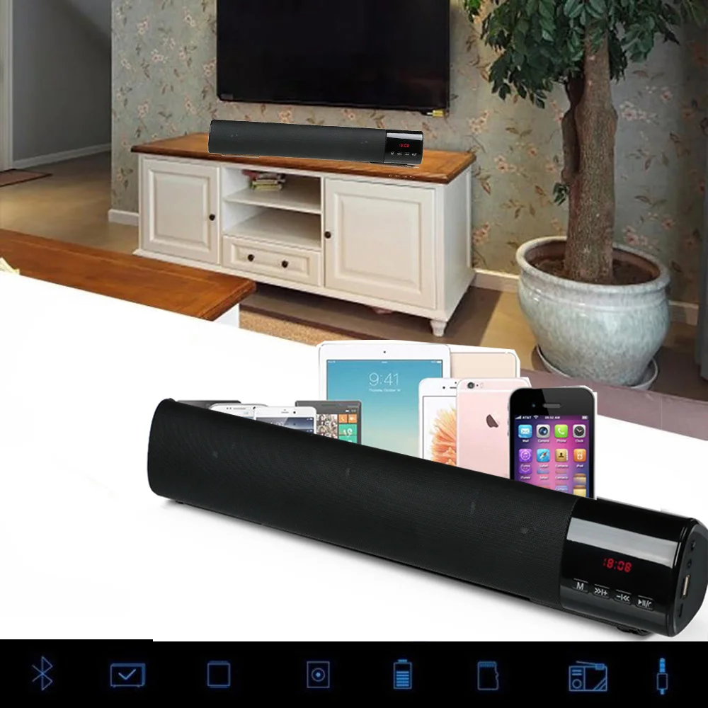 Портативная Bluetooth Hi Fi акустическая система беспроводной Саундбар 10 Вт ПК ТВ