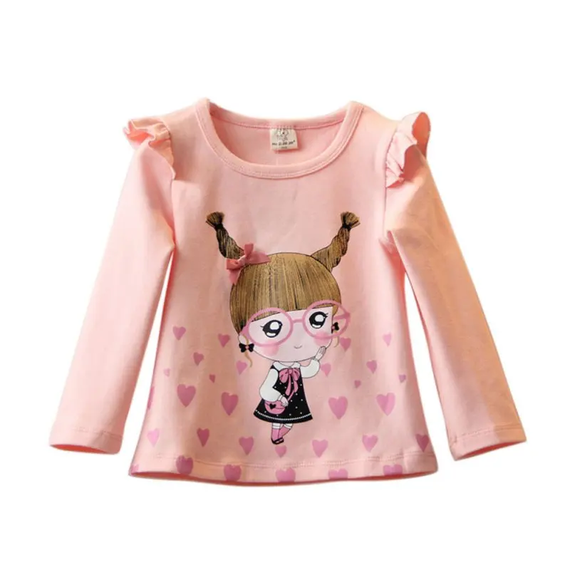 

COCKCON Brand 2017 Spring Baby Girl T-shirt Cartoon Girls Pattern Long Sleeve Cotton Girls Tops Toddler Kids Clothes