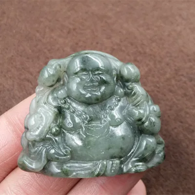 

Natural Dushan Jade Maitreya Buddha Pendant, Laughing Buddha Pendant, Smile Face Buddha Pendant 48*42mm