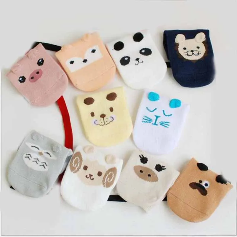 Cotton Dispensing Anti Slip Baby Socks Toddler Girls Boy Totoro Cartoon cat/pig/bear Tube Socks 0-3T