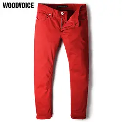 Woodvoice 2019 деним джинсы мужские классические джинсы Стретч узкие штаны красные штаны дизайнерские байкерские джинсы Для мужчин высокое