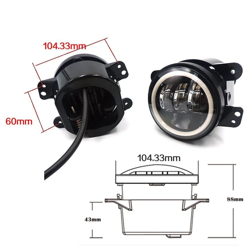 TNOOG " дюймовый круглый светодиодный светильник на голову s& 4" дюймовый противотуманный Светильник Комплект Белый Halo для Jeep Wrangler JK TJ LJ 1997- 97-17 Hummer H1 H2