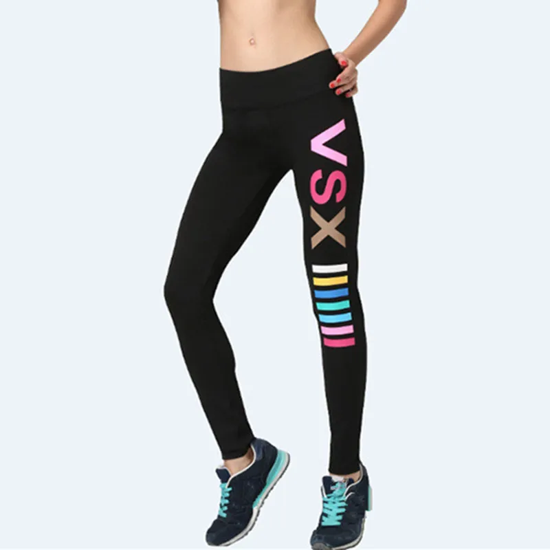 Leggings Women Multi color VSX Letters Striped Printing Stretch Legging