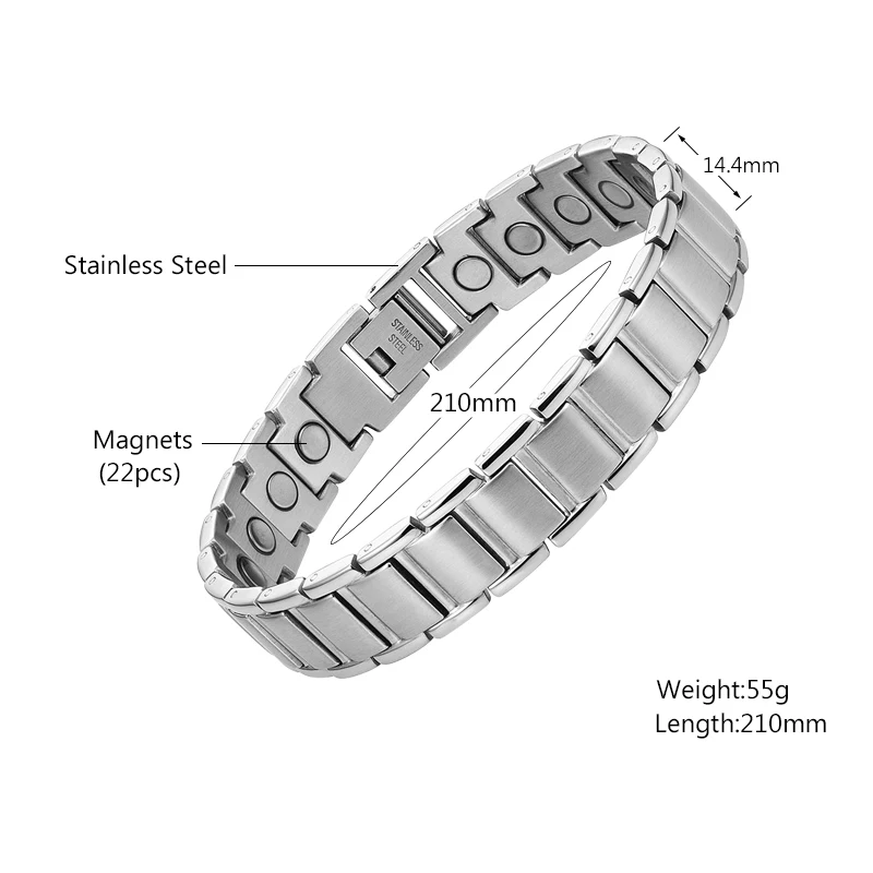 Escalus, магнитный серебряный цвет, мужской браслет, нержавеющая сталь, магниты, очаровательный браслет, здоровье, бижутерия bio, нежный мужской браслет