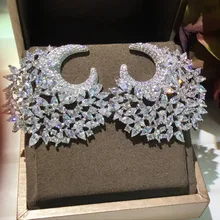 Jankelly Роскошные прозрачные белые серьги в форме цветов AAA с фианитом, вечерние серьги для невесты, серьги для помолвки, ювелирные изделия