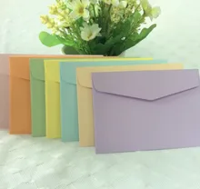 

100Pcs/lot 117*82mm Retro Design Small Colored Blank Mini Greeting Cards Wedding Party Invitation Kraft bag sets Envelope