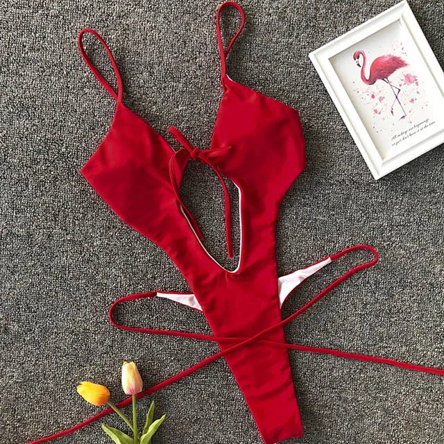 B128Red Новинка, бандажный купальник с высокой посадкой, женские стринги, слитный купальник, Женская Стринги, сексуальный купальник, монокини, Леопардовый боди - Цвет: B128Red