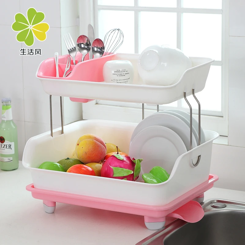 Bowl Holder Plastic double layer bowl rack drain rack dressages dishes bowl rack shelf tableware storage rack Bowl Holder Plastic double layer bowl rack drain rack dressages dishes bowl rack shelf tableware storage rack