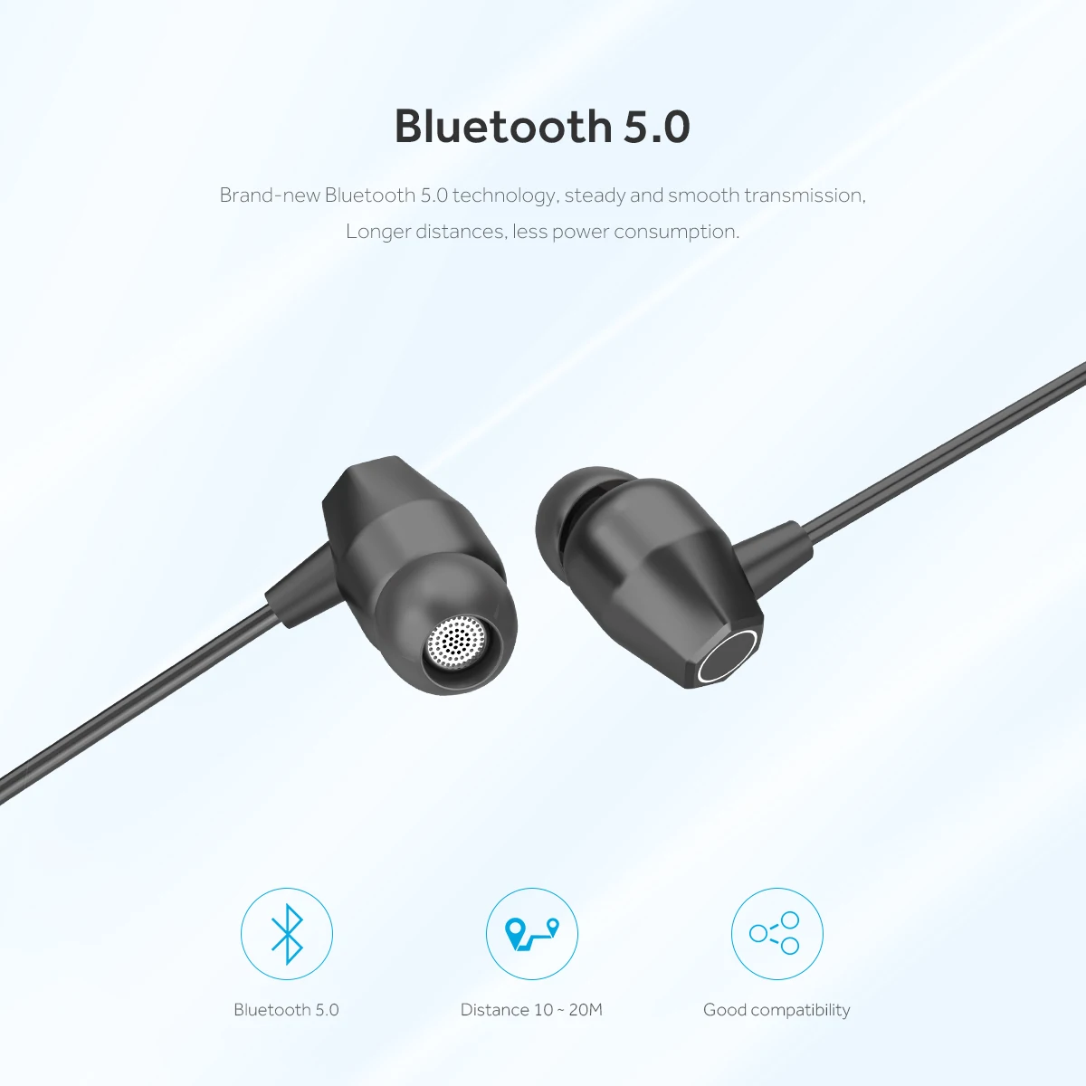 Рок Тип шеи Bluetooth 5,0 гарнитура металлы магнитные беспроводные стерео памяти стальной провод спортивные наушники-вкладыши гарнитура с микрофоном