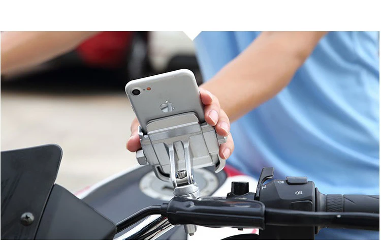 Aluminum Alloy Motorcycle Motorbike Handlebar Phone Holder Universal Rearview Mirror Bike Bicycle Holder Soporte Celular Moto flexible mobile holder