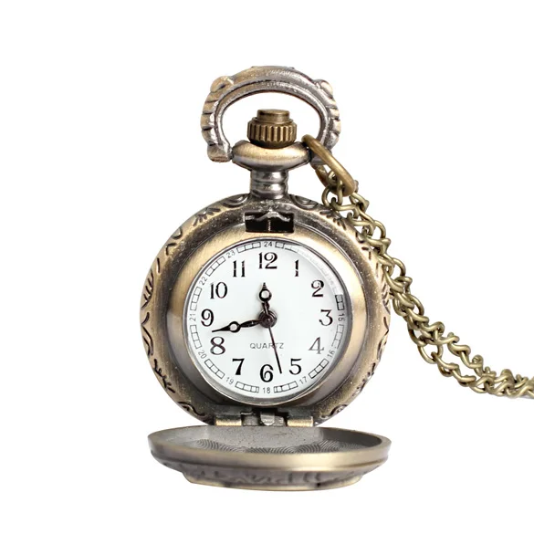 

Vintage Retro Women Men Small Size Owl Caving Pattern Pocket Watch Necklace LXH
