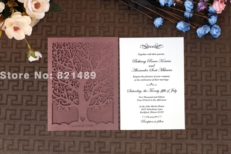  Elegant Love Tree Design Wedding Invitation Card; Formal Banquet Invitation Card - Set of 50 - 32435212414