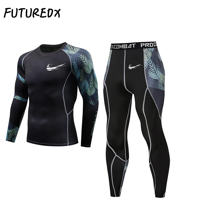 New men's thermal underwear set 2 sets of sportswear men's compression clothing Rashgard men's sports thermal underwear base