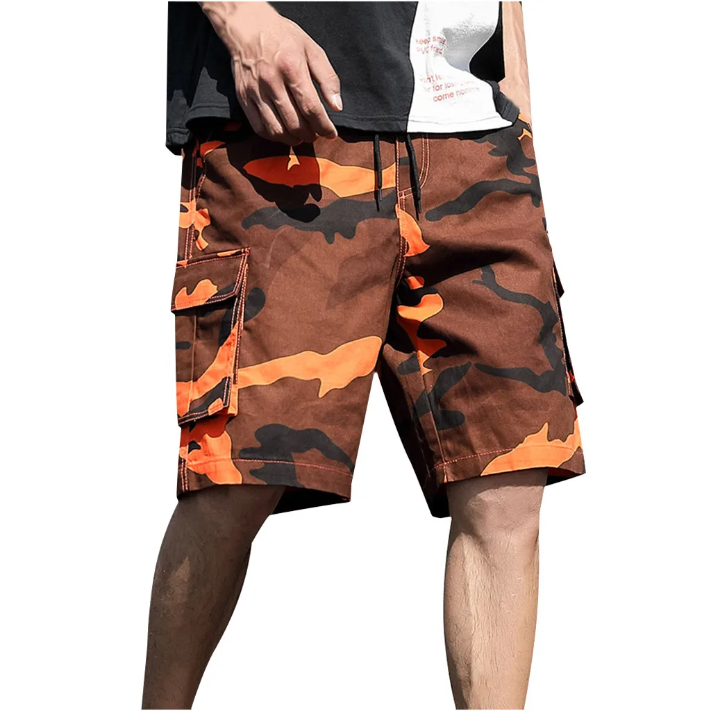 Men Pants New Beach Shorts Man Casual Camouflage Shorts Military Pants Male Bermuda Cargo Overalls Plus Size M-7XL L0620 - Цвет: Orange  Camouflage