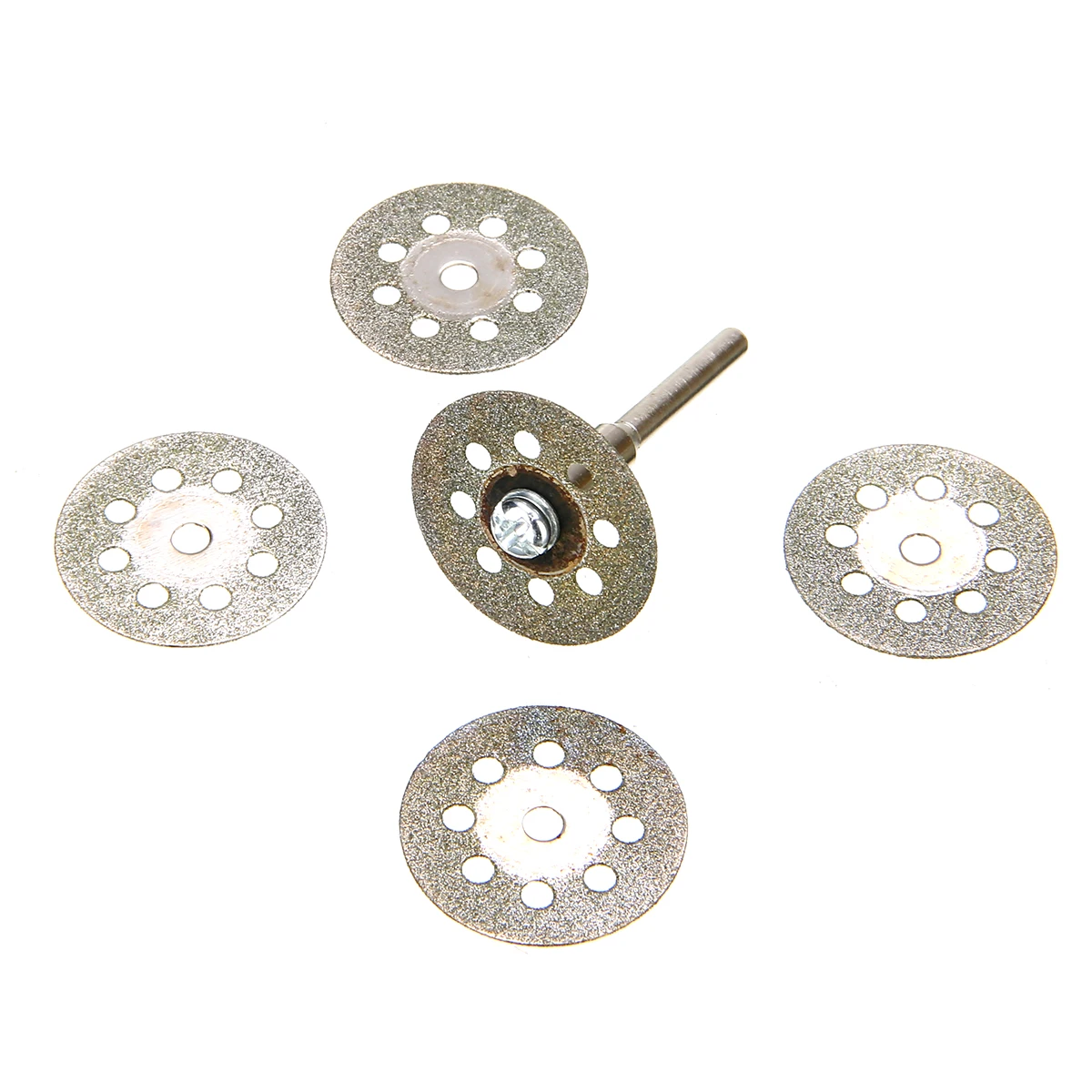5pcs 22mm Diamond Cutting Disc Wheel Silver with 1pc Mandrel Kit Set For Rotary Drill Tool Accessories