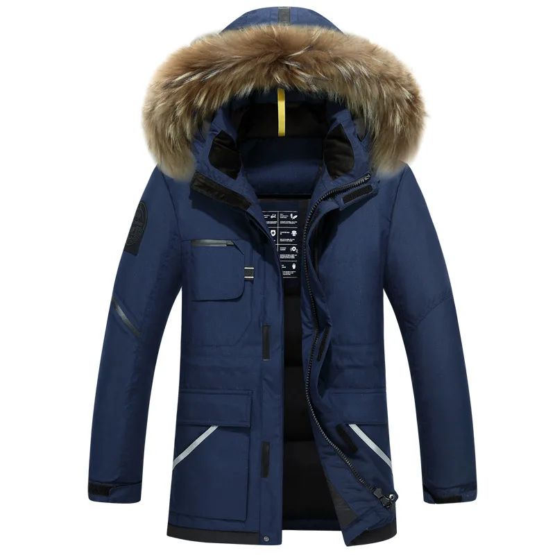Hommes Duvet Capuchon Parka marine Vêtements Mâle Vestes De Avec 2018 Épaississement Grand Manteau25c Hiver Nouveau Fourrure Veste Canard Gris Bleu Long vert Mode dxsQhCtr