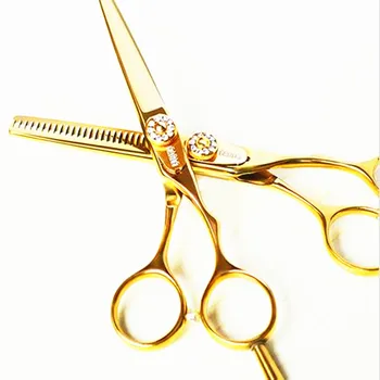 Professional 5.5 inch 440c golden cut hair scissor