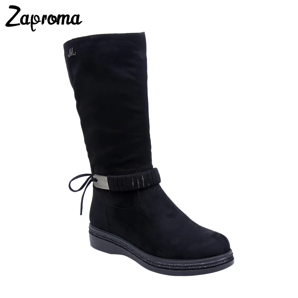 

Zaproma Women Snow Boots Warm Winter Suede Shoes Female Fashion Mid-calf Boots Warm Short Plush Insole Snow Boots Ladies Winter