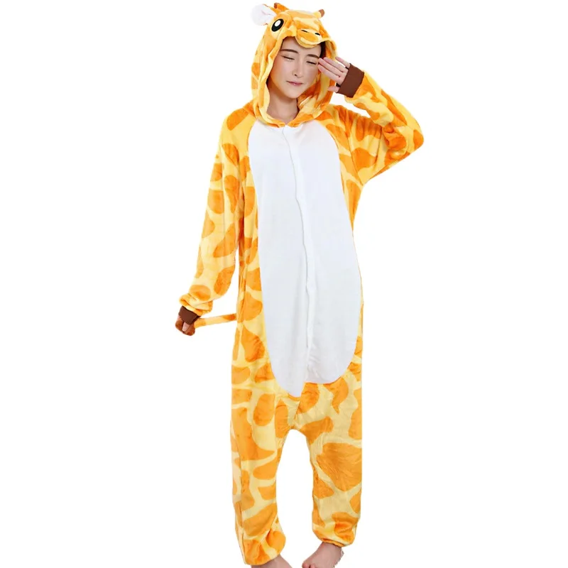 Unisex Adult Pajamas Onesie Anime Cosplay Costumes Cartoon Animal Sleepwear Stitch Unicorn Pikachu Winter Warm For Women Men