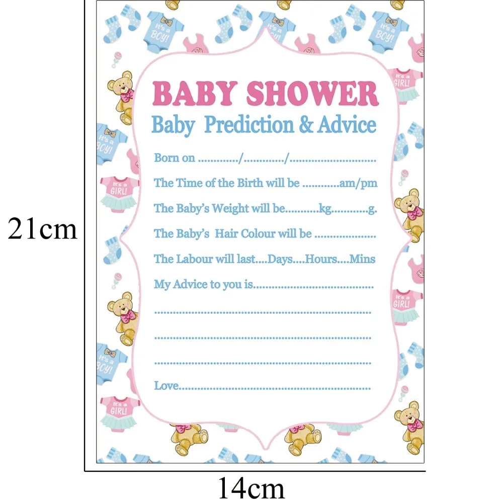 Baby Shower Card Prediction Advice Souvenir Game Worryfreebaby Com