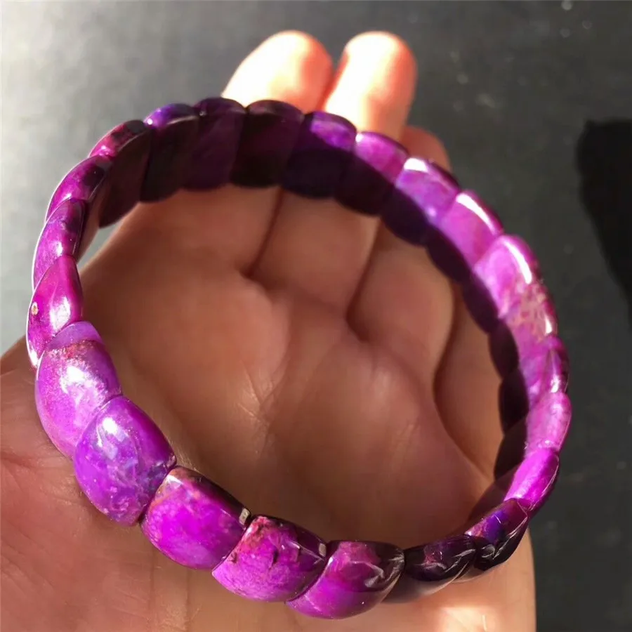 

Genuine Natural Sugilite Gems South Africa Rectangle Beads Lady Bracelet 14.2*8mm AAAAA