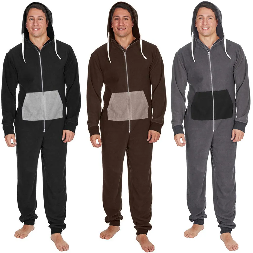 Men women Autumn Winter Sporting Jumpsuit Casual Pure Color Splicing