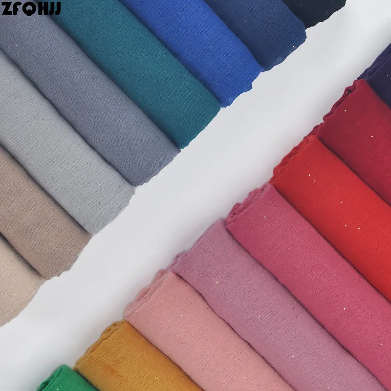 

ZFQHJJ 180x90cm Women Glitter Hijab Scarf Big Size Man Cotton Scarf Winter Autumn Muslim Hijabs Scarves Solid Plain 20 Colors
