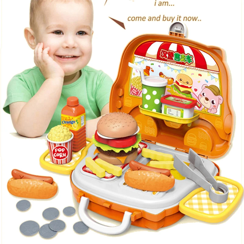 

Simulation Toys For Children Cooking Tableware Kitchen Toys Set Pretend Makingup Tool Unisex Suitcase Plastic Food Toy