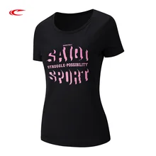 SAIQI корейский стиль женский спортивный для бега Футболка модная тонкая с буквенным принтом Одежда для фитнеса короткий рукав Футболка 118380