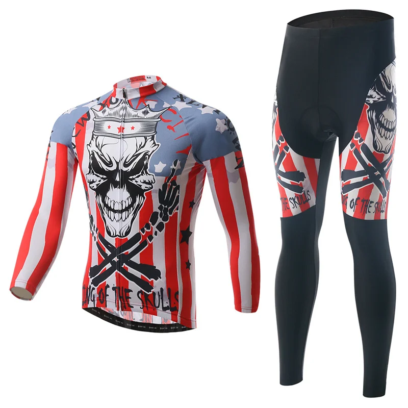 

XINTOWN Skull Cycling Jersey Sets Polyester Moisture Absorbing Sweat Cycling Jersey Sets Long Short Sleeved Cycling Jersey Sets
