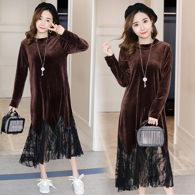 pregnant lace patchwork winter dress (15)