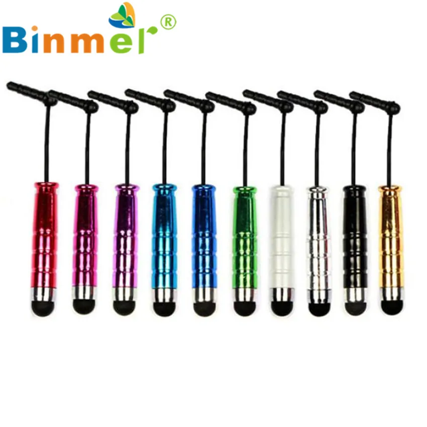 

Binmer 10pcs Mini Capacitive Stylus Touch Pen with Jack Dust Cap Pen for Tablet and Smart Phone Goloden