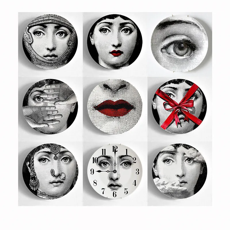 9 шт. rosenthal Piero Fornasetti декоративные тарелки блюда 8 дюймов Fornasetti лицо декоративные настенные тарелки для Висячий фарфор тарелки - Цвет: 1