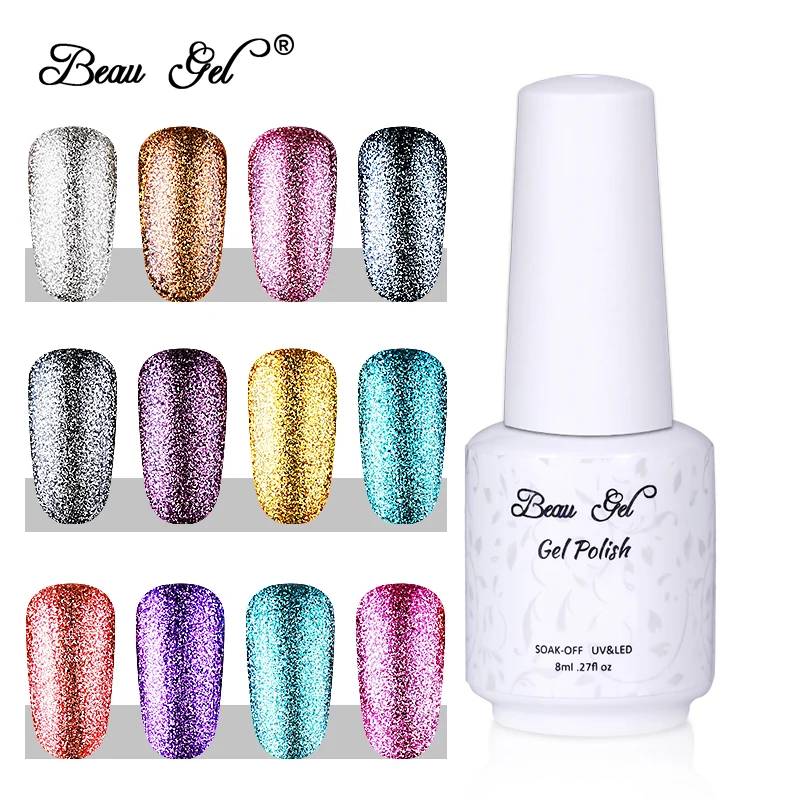 

Beau Gel Super Bling Starry Platinum Gel Nail Polish 8ml 3D Glitter Gel Nail Polish Shining UV LED Gel Varnish Lacquer