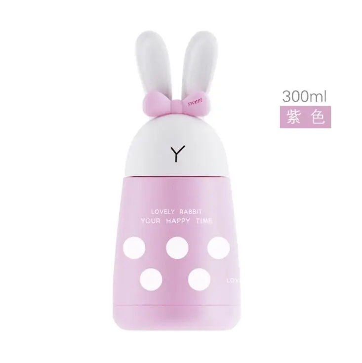 300ML Mini Portable Children Feeding Thermos Vacuum Insulated Cute Rabbit Baby Water Bottle Steel Kid Cup Belly Travel Mug - Цвет: 2