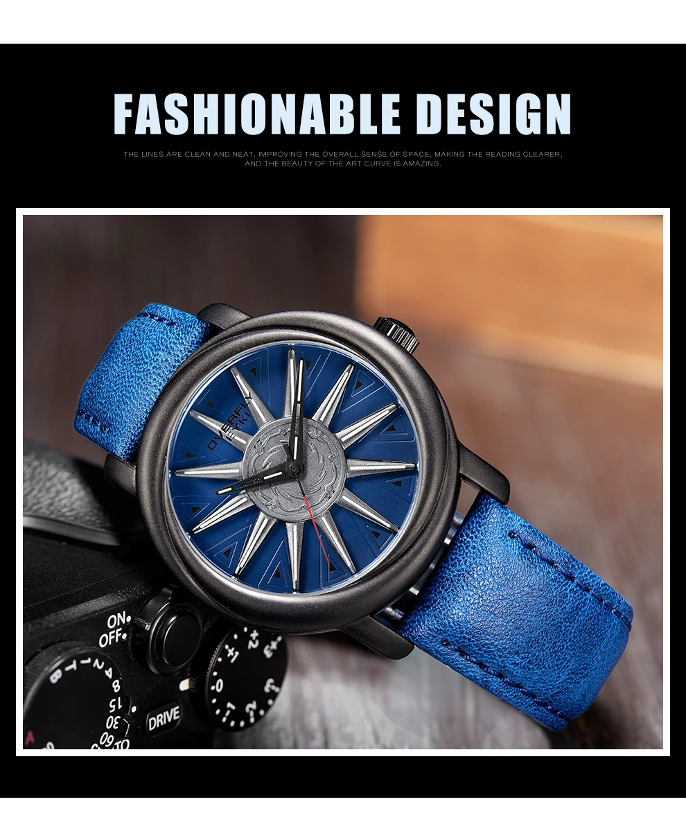 EYKI, спортивные часы для мужчин, специальный вращающийся циферблат, модные повседневные наручные часы в стиле милитари, E3101, кварцевые часы, мужские часы