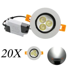 20X светильник s Встраиваемый светодиодный потолочный светильник из алюминия 85-265 в светодиодный светильник 3 Вт Светодиодный точечный светильник для кухни, прихожей, светильник, теплый белый